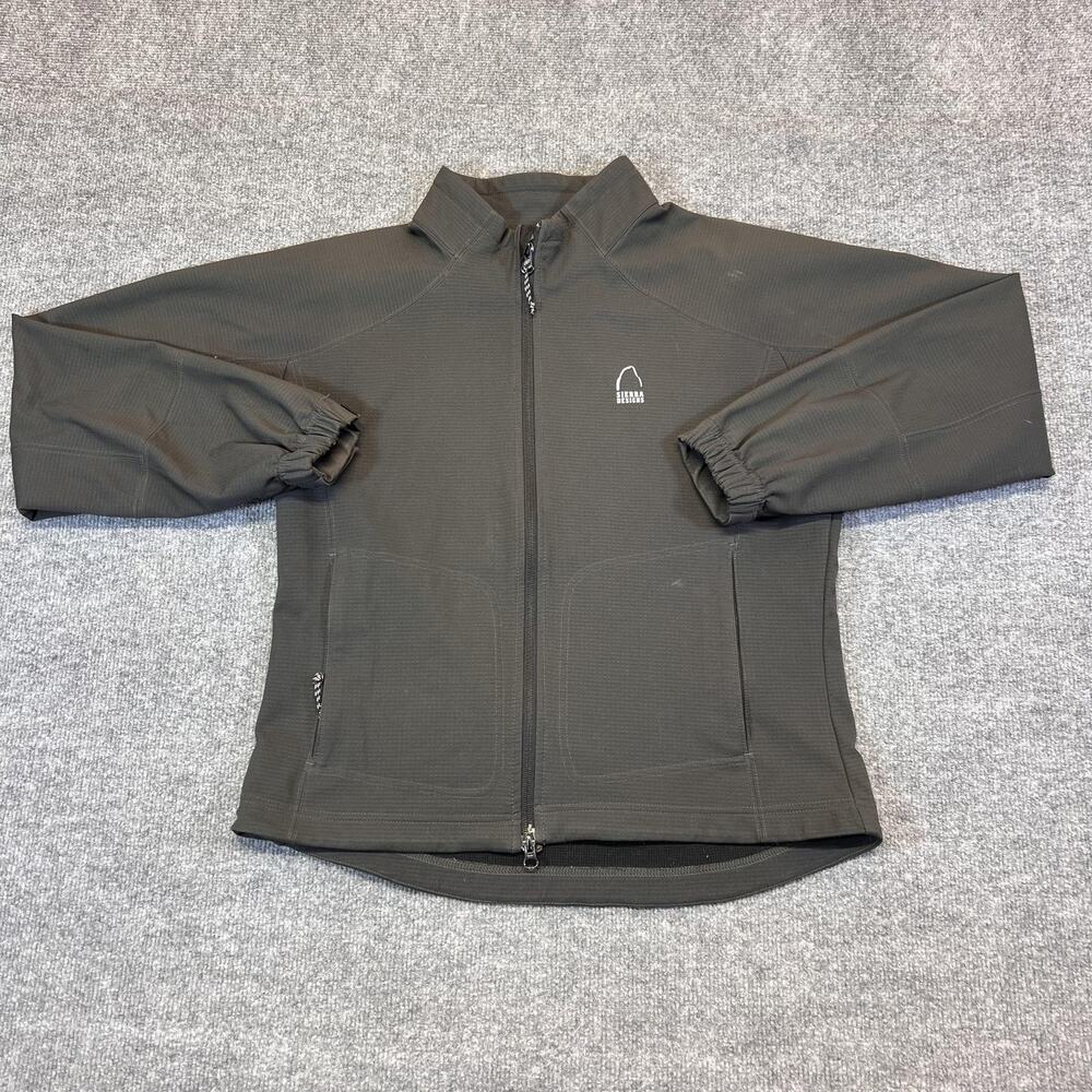 Sierra Designs Jacket Mens Medium Gray Softshell Full Zip Windbreaker Hiking